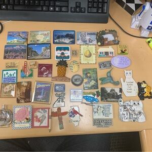 Vintage 1990s Lot of 42 Mixed Collectible Souvenir Refrigerator Magnets Travel
